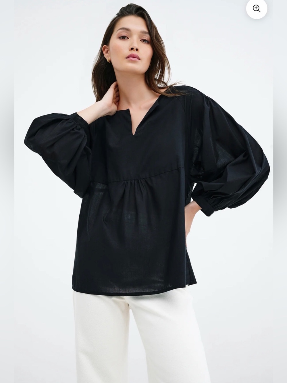 Marcella NYC Kissena Top Black Cotton Voile Babydoll Blouse XS NWT Transitional - Picture 2 of 12